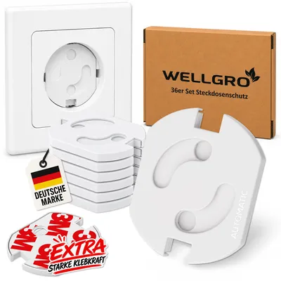 Produktbild von WELLGRO 36er Steckdosenschutz Kindersicherung mit Drehmechanik
