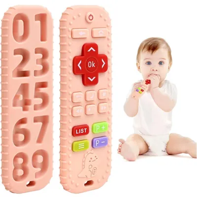 Produktbild von Minicee Baby Beißspielzeug Silikon Fernbedienung Zahnungsspielzeug BPA-frei 3–12 Monate Rosa