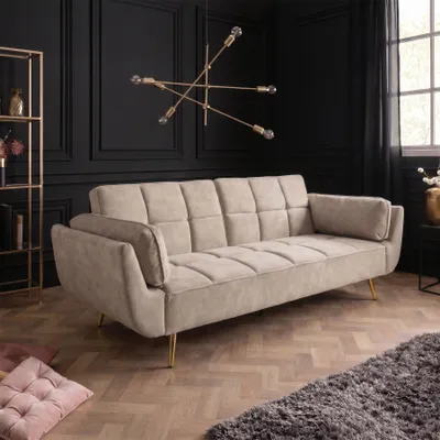 Produktbild von riess-ambiente Schlafsofa BOUTIQUE 215cm champagner beige gold Samt Metall retro 3-Sitzer Couch