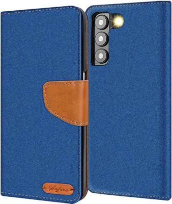 Produktbild von Conie Jeans Style Klapp Tasche für Samsung Galaxy S23 Kartenfach Hülle Rundumschutz in Blau