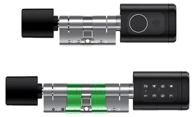 Image de Serrure intelligente, accès sans clé, accès à distance, noir (60-90 mm), avec passerelle (Connect Wifi)