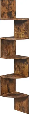 Produktbild von VASAGLE Eckregal, Wandregal mit 5 Fächern, schwebendes Regal, für Küche, Schlafzimmer, Wohnzimmer, Arbeitszimmer, Büro, dunkelbraun