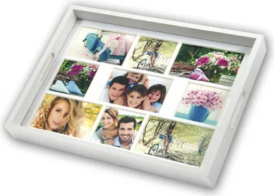 Produktbild von ZEP Photo Tray white       45x35 Holz Fototablett 9 Bilder   W006