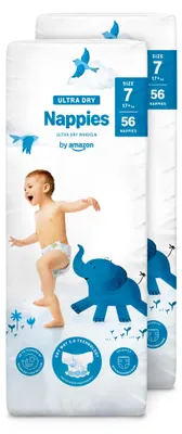 Produktbild von By Amazon Ultra Dry Windeln – Größe 7 (17 kg+) – 112 Windeln (2 Packungen à 56 Stück) (Früher Unter Der Marke Mama Bear, Identisches Produkt)