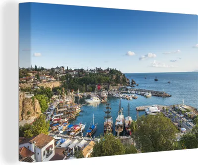 Produktbild von OneMillionCanvasses® - Leinwandbilder - 150x100 cm, Der europäische Hafen in Antalya, Türkei, Wandbilder Kunstdruck Wanddekoration