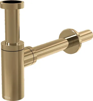 Image de AlcaDrain Siphon design 1 1/4" rond, tout métal or brillant