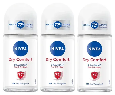 Immagine prodotto di Nivea Deo Dry Comfort Roll On 72h Protezione Anti-Traspirante 50ml confezione da 3 pz