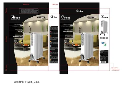 Obrázek produktu pro Ardes Curvy 11, Olejový elektrický přímotop, Olej, IPX0D, CE, WEEE, Vnitřní, Podlaha