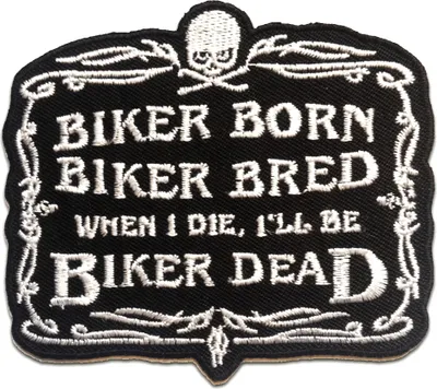 Produktbild von Biker Born ?... - Aufnäher, Bügelbild, Aufbügler, Applikationen, Patches, Flicken, Zum Aufbügeln, Größe: 9 x 8.2 cm