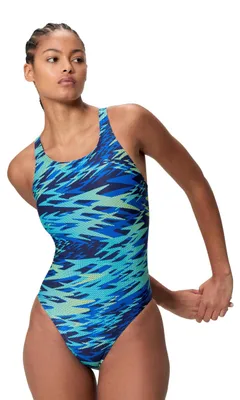 Produktbild von Speedo Hyperboom Print Medalist One Piece Schwimmanzug für Damen, Navy Blau, 30