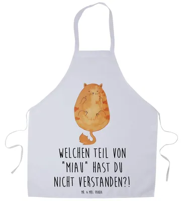 Produktbild von Mr. & Mrs. Panda Grillschürze Katze Mittelfinger - Weiß - Geschenk, Backschürze, Cat, Kater, Schürze, Katzen, Küchenschürze, Kochschürze, Mietze, Kochbekleidung, Cats