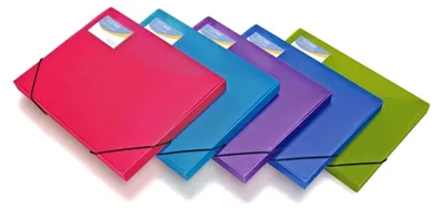 Produktbild von 25 mm Ordnungsboxen, A4+, transparente Farben, 5 Stück