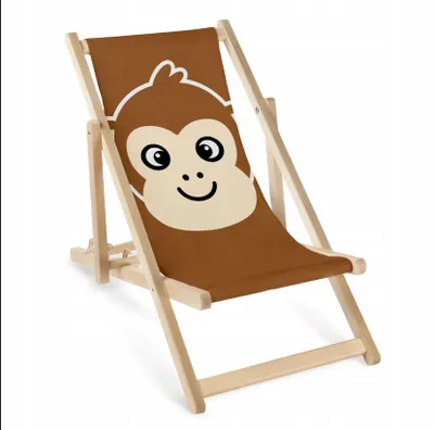 Produktbild von Kinder Liegestuhl Holz klappbar verstellbar „Affe“ – Garten Sonnenliege Kindergarten