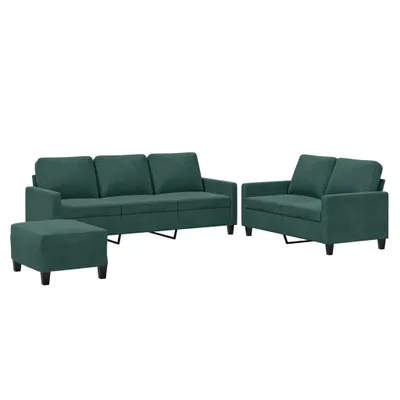 Zdjęcie produktu dla vidaXL 3-częściowa sofa z poduszkami ciemnozielony aksamit