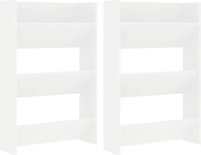 Image de vidaXL Armoires à chaussures murales 2 pcs. Blanc 60x18x90 cm Bois composite