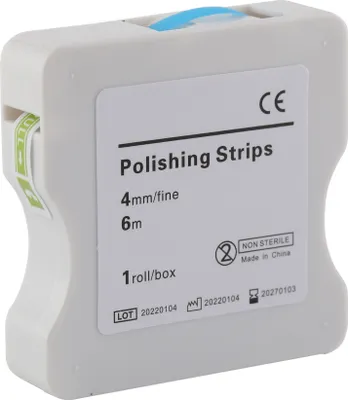 Produktbild von Zahn Schleifpapier – Fein Polierstreifen, 4mm Breite, 6M/Rollen/Box, Blau, für Zahnpolierung