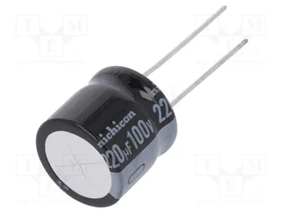 Produktbild von 1x Kondensator: elektrolytisch 100VDC 220uF THT Ø16x15mm 20% URS2A221MHD Elektro