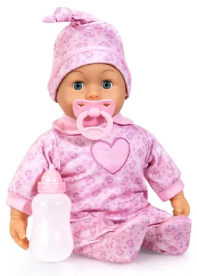 Productafbeelding van Bayer Design 93824CO, interactieve babypop, sprekende speelpop, zachte body, fopspeen, fles, 38 cm