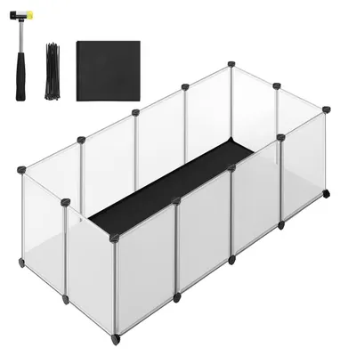 Obrázok produktu pre Biela ohrádka pre šteňatá – ohrádka pre psov – panely PP – 125 x 63 x 42 cm – podložka Oxford