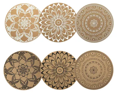 6er-Set runde Boho-Platzsets aus PVC, 38 cm, abwaschbar