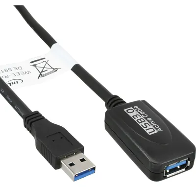 Obrázok produktu pre InLine 35650, 5 m, USB A, USB A, USB 3.2 Gen 1 (3.1 Gen 1), Samec/Samica, Čierna