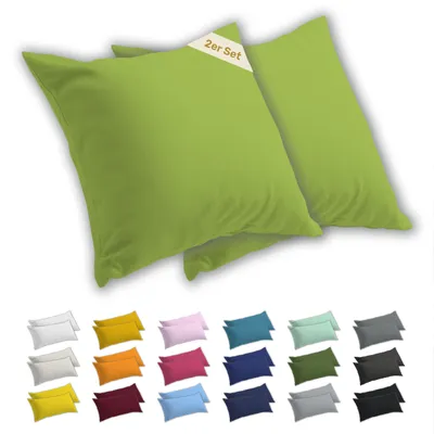 Produktbild von Lavea® 2er Set Kissenbezug 65x65 cm, 100% Baumwolle Jersey, YKK-Reißverschluss, Apfelgrün