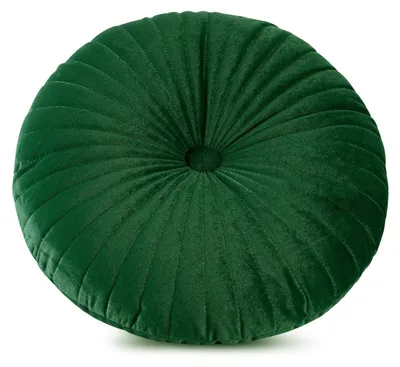 Zdjęcie produktu dla Poduszka dekoracyjna VELVET okrągła 40 cm ciemnozielona welurowa