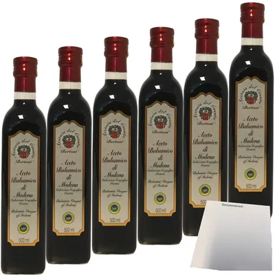Produktbild von Bertoni Aceto Balsamico Di Modena IGP dunkler Balsamicoessig 6er Pack (6x500ml Flasche) + usy Block