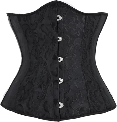 Productafbeelding van Dames onderborst korset in zwart met kant, bustier en taillecincher met trekkoord, maat M