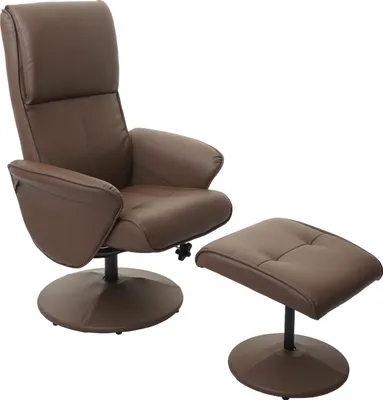 Obrázek produktu pro Helsinki recliner, polohovatelné TV křeslo s taburetem Imitace kůže, taupe