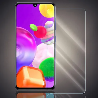 A smartphone screen protector is shown next to a smartphone.