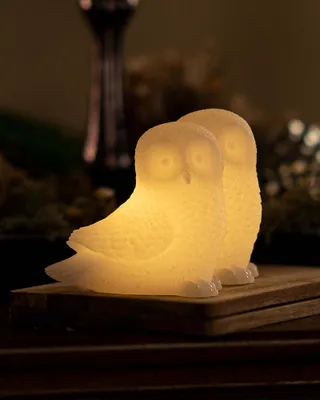 Image de Bougie hibou SIRIUS LED, blanche, lot de 2, 10 cm