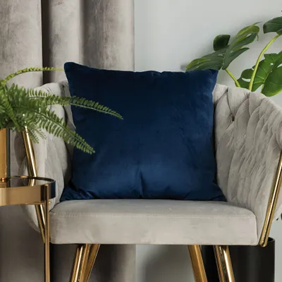 Image de Taie d'oreiller, velours moderne décoratif, Velvi 40x40cm bleu foncé