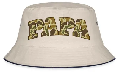Produktbild von Spreadshirt Papa | Camouflage Muster Vater Fischerhut, S/M (Caps), Natur/Navy