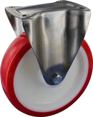 Produktbild von Edelstahlrollen Bockrolle Ø125mm Polyurethan Anschraubplatte
