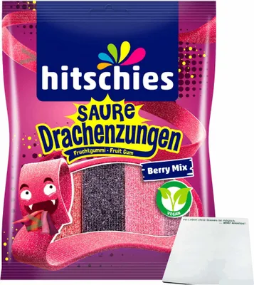 Produktbild von hitschies Saure Drachenzungen Berry Mix (125g Packung) + usy Block