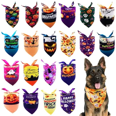 Imagen del producto de Omgoods - Juego de 20 pañuelos de Halloween para perros