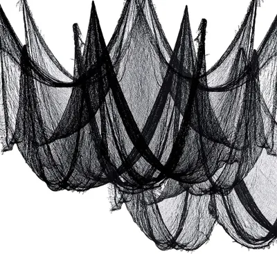 Obrázok produktu pre Halloweenska dekorácia strašidelná látka - 80 x 1000 cm bavlnená mušelínová atmosféra dekorácie na halloweensku párty, halloweenska dekorácia na záhradu, okná, dvere