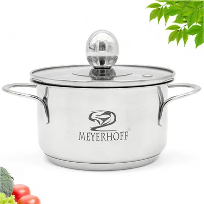 Zdjęcie produktu dla Garnek 1.6L Tradycyjny z Pokrywą Stal Nierdzewna 16cm Meyerhoff Indukcja
