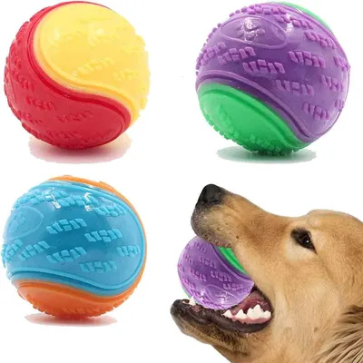 Produktbild von Interaktiver Hundeball Mit Quietschfunktion, Zahnreinigungsoberfläche, Für Alle Rassen