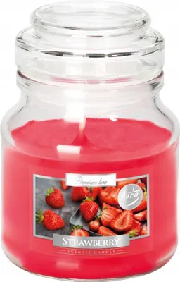 Produktbild von Duftkerze im Glas mit Deckel Erdbeeren Duft Duftende Kerze Brenndauer ca. 28 h
