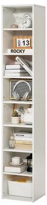 Bücherregal 8 Ebenen, Holz, höhenverstellbar, 180 cm, Weiß