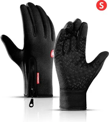 Productafbeelding van Touchscreen Handschoenen - Fietshandschoenen - Winter - Heren - Wielrenhandschoenen - Scooter - Zwart - Maat S