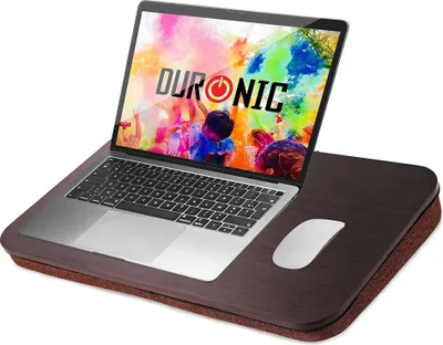 Produktbild von Duronic DML412 Laptopständer | Ergonomischer Laptop Tisch mit Kissen | Laptop Halterung mit Schaumstoffkissenstütze |Große Plattform mit tragbarem Design | Ideal für Bett, Sofa, Auto