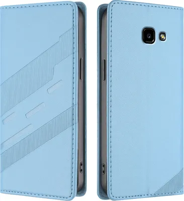 Produktbild von Hülle für Samsung Galaxy A3 2017, Kunstleder Brieftaschen Handyhülle mit Kartenfach und Standfunktion Hellblau