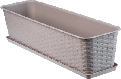 Produktbild von KADAX Balkontopf mit Untersatz "Frette", Balkonkasten mit Wasser Öffnungen, 60cm, Karamell