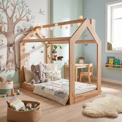Produktbild von Kinderbett 70x140 Spielbett Kuschelbett Kernbuche #4188