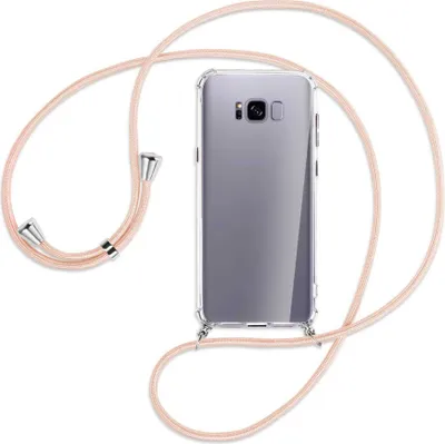 Produktbild von Handykette Backcover-Schutzhülle mit Band (Metall silberfarben) für Samsung Galaxy S8 Plus - rose peach