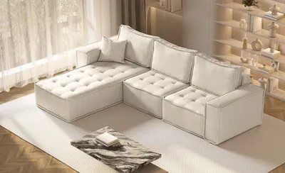 Produktbild von Kaiser Möbel L-förmige Bohoo-Maxi-Ecke in zeitlosem Design Hellbeige Links