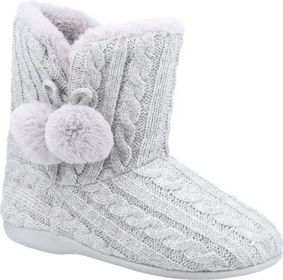Image de Fleet & Foster - Pantoufles pour femmes "Apple", pompon FS9681 (41 EU) (Gris)